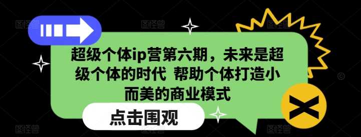 超级个体ip营第六期，未来是超级个体的时代  帮助个体打造小而美的商业模式-立业有术