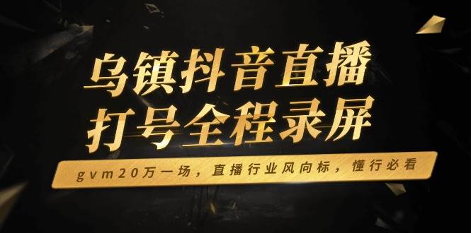 （14014期）乌镇抖音直播打号全程录屏，gvm20万一场，直播行业风向标，懂行必看-立业有术