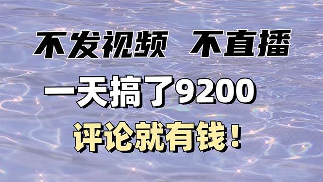 （14018期）不发作品不直播，评论就有钱，一条最高10块，一天搞了9200-立业有术