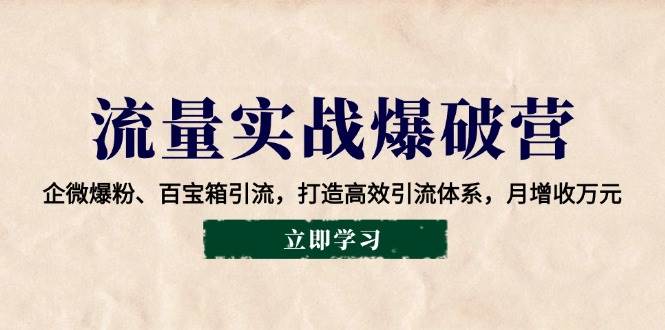 （14039期）流量实战爆破营：企微爆粉、百宝箱引流，打造高效引流体系，月增收万元-立业有术