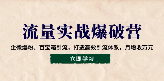 流量实战爆破营：企微爆粉、百宝箱引流，打造高效引流体系，月增收万元-立业有术