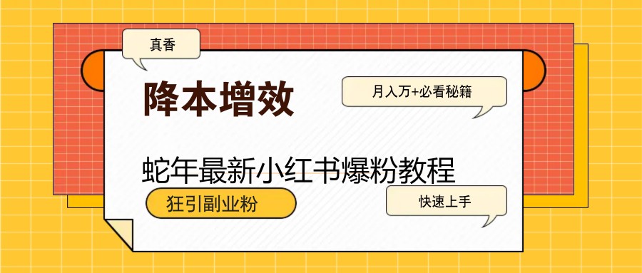 蛇年最新小红书爆粉教程，狂引副业粉，月入万+必看-立业有术