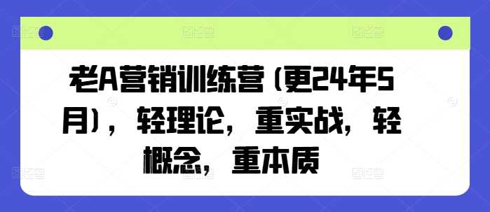 老A营销训练营(更25年1月)，轻理论，重实战，轻概念，重本质-立业有术