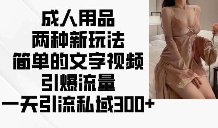 成人用品两种新玩法，简单的文字视频引爆流量，一天引流私域300+-立业有术