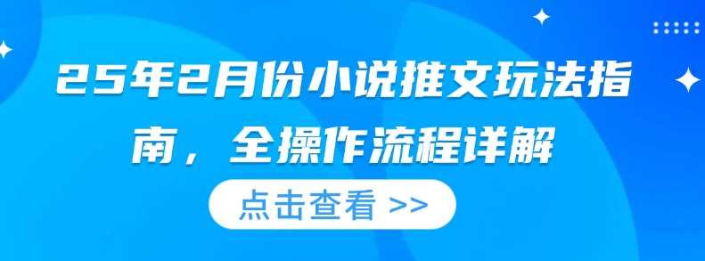25年2月份小说推文玩法指南，全操作流程详解-立业有术