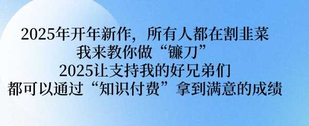 2025年开年新作，所有人都在割韭菜，我来教你做“镰刀” 2025让支持我的好兄弟们都可以通过“知识付费”拿到满意的成绩【揭秘】-立业有术