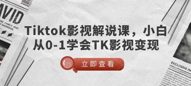 TikTok影视解说课，小白从0-1学会TK影视变现-立业有术