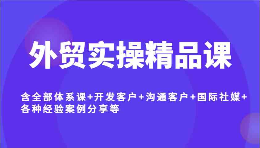 外贸实操精品课，含全部体系课+开发客户+沟通客户+国际社媒+各种经验案例分享等-立业有术