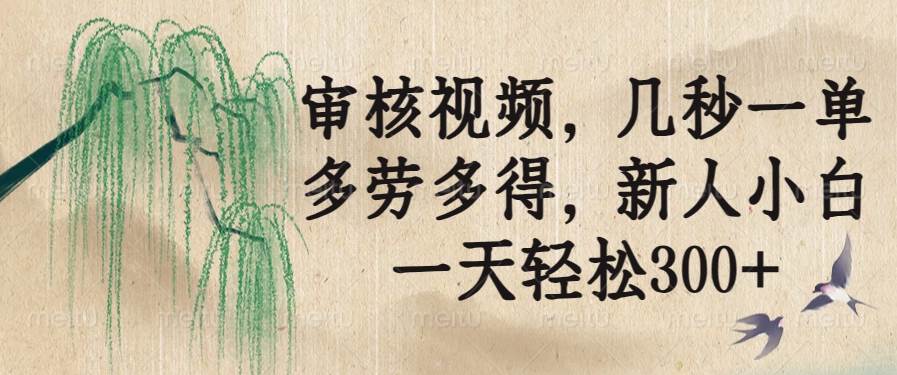 （14202期）审核视频，几秒一单，多劳多得，新人小白一天轻松300+-立业有术
