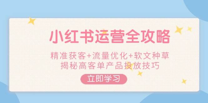 （14207期）小红书运营全攻略，精准获客+流量优化+软文种草，揭秘高客单产品投放技巧-立业有术