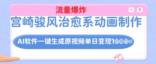 宫崎骏风治愈系动画制作，AI软件一键生成原创视频流量爆炸，单日变现多张，详细实操流程-立业有术