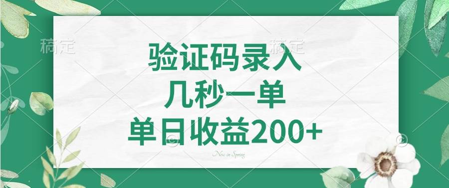 （14221期）验证码录入，几秒一单，单日收益200+-立业有术