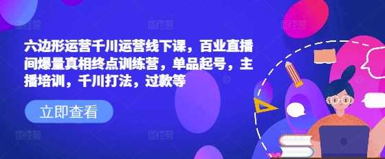 六边形运营千川运营线下课，百业直播间爆量真相终点训练营，单品起号，主播培训，千川打法，过款等-立业有术