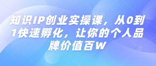 知识IP创业实操课，从0到1快速孵化，让你的个人品牌价值百W-立业有术