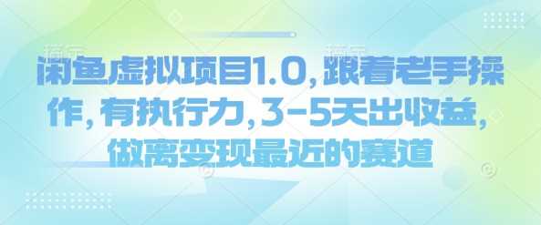 闲鱼虚拟项目1.0，跟着老手操作，有执行力，3-5天出收益，做离变现最近的赛道-立业有术