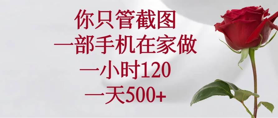 （14248期）你只管截图，一部手机在家做，一小时120，一天500+-立业有术