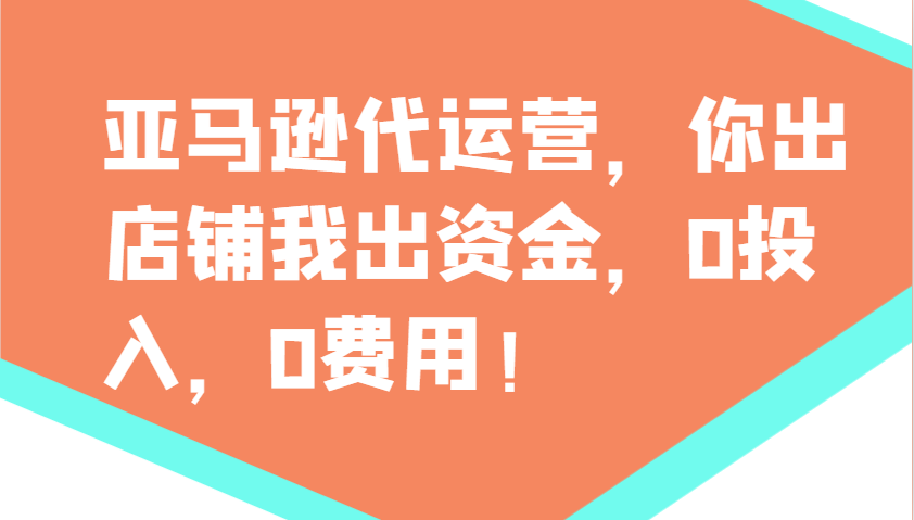 亚马逊代运营，你出店铺我出资金，0投入，0费用，无责任每天300分红，赢亏我承担-立业有术