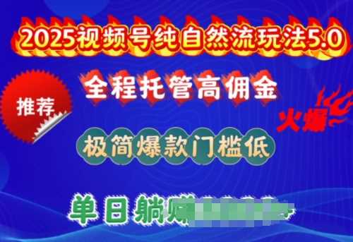 2025视频号纯自然流玩法5.0，全程托管高佣金，极简爆款门槛低，单日收益多张【揭秘】-立业有术