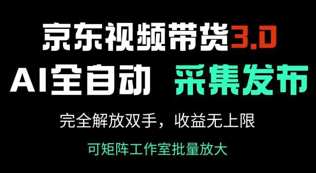 京东视频带货3.0，Ai全自动采集+自动发布，完全解放双手，收入无上限-立业有术
