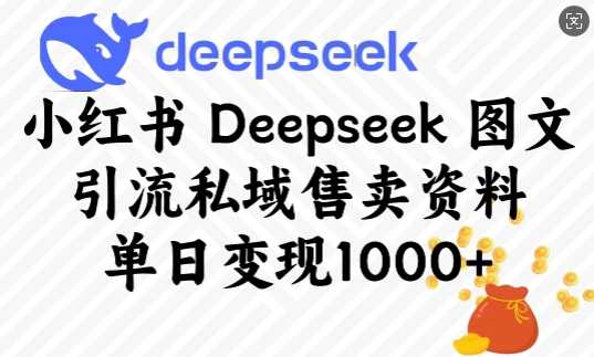小红书Deepseek图文引流私域售卖资料，单日变现多张-立业有术