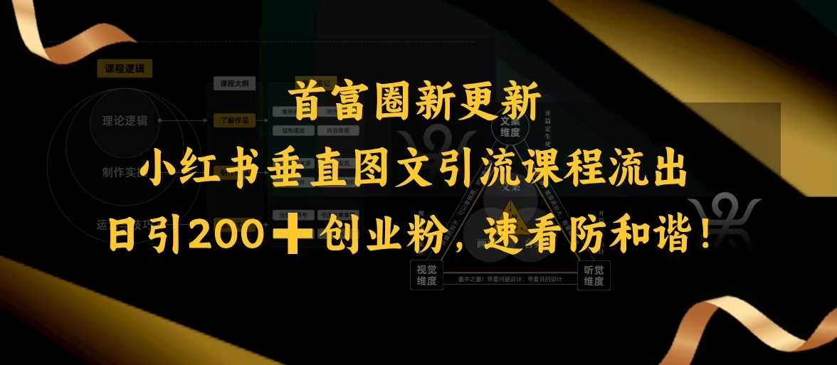 小红书垂直图文引流课程流出，日引200+创业粉，速看防和谐-立业有术