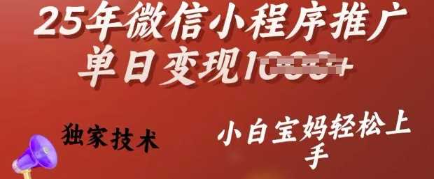 25年微信小程序推广单日变现多张，独家技术，小白宝妈轻松上手【揭秘】-立业有术