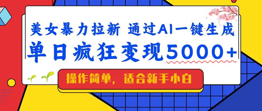 （14347期）美女暴力拉新，通过AI一键生成，单日疯狂变现5000+，纯小白一学就会！-立业有术