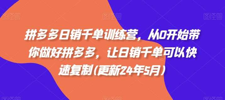 拼多多日销千单训练营，从0开始带你做好拼多多，让日销千单可以快速复制(更新25年2月)-立业有术