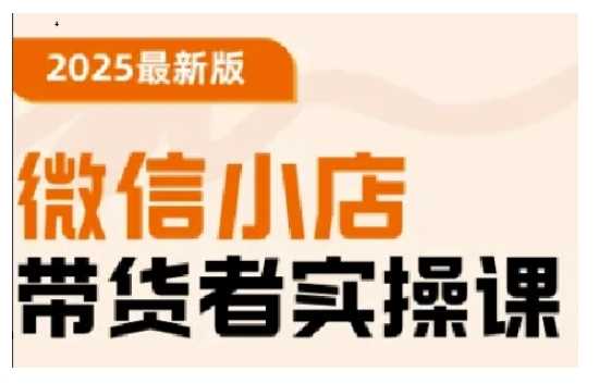 2025最新版微信小店带货者实操课，基础操作到高级运营技巧，快速上手-立业有术