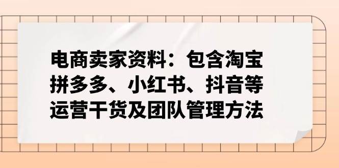 （14354期）电商卖家资料：包含淘宝、拼多多、小红书、抖音等运营干货及团队管理方法-立业有术