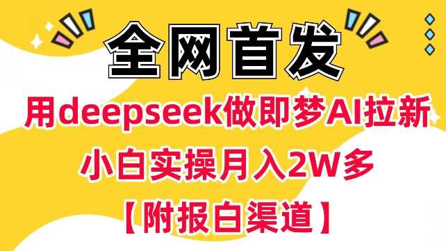 用deepseek做即梦Ai拉新 小白实操月入过W+【附报白渠道】-立业有术
