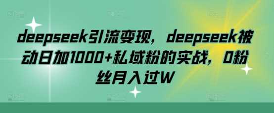 deepseek引流变现，deepseek被动日加1000+私域粉的实战，0粉丝月入过W-立业有术