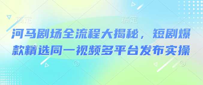 河马剧场全流程大揭秘，短剧爆款精选同一视频多平台发布实操-立业有术