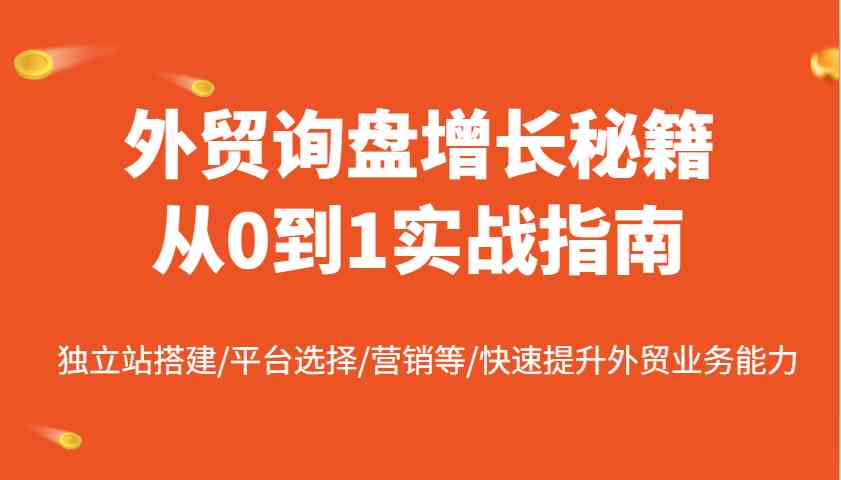 外贸询盘增长秘籍从0到1实战指南，独立站搭建/平台选择/营销等/快速提升外贸业务能力-立业有术