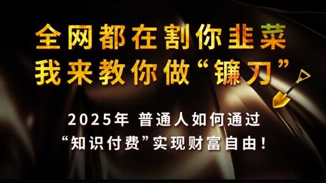 全网都在割你韭菜，我来教你做镰刀,2025普通人如何通过知识付费，实现财F自由【揭秘】-立业有术