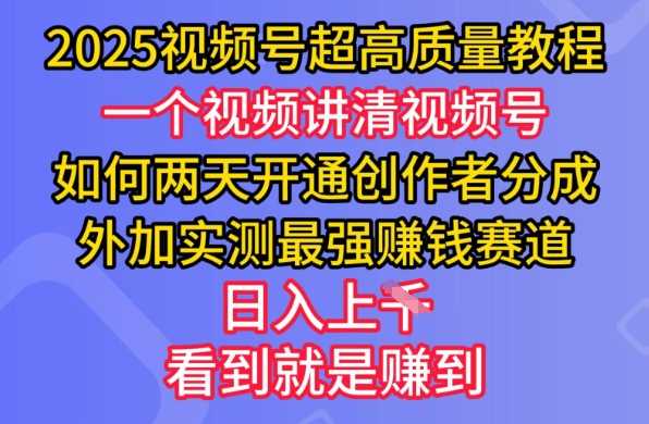 2025视频号超高质量教程，两天开通创作者分成，外加实测最强挣钱赛道，日入多张-立业有术