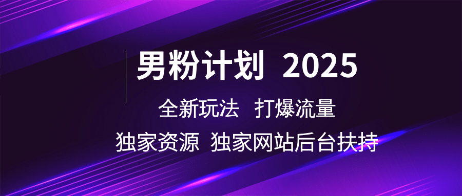 男粉计划2025  全新玩法打爆流量 独立网站 独立资源后台扶持-立业有术