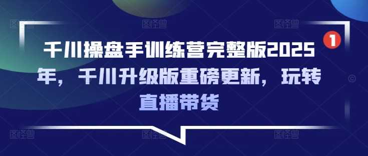 千川操盘手训练营完整版2025年，千川升级版重磅更新，玩转直播带货-立业有术