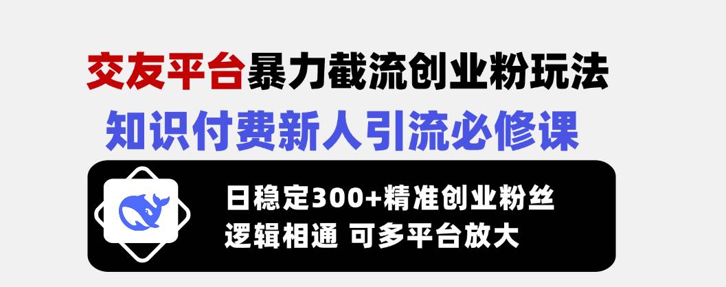 （14432期）交友平台暴力截流创业粉玩法，知识付费新人引流必修课，日稳定300+精准…-立业有术