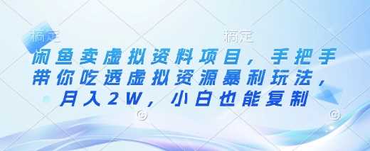 闲鱼卖虚拟资料项目，手把手带你吃透虚拟资源暴利玩法，月入2W，小白也能复制-立业有术