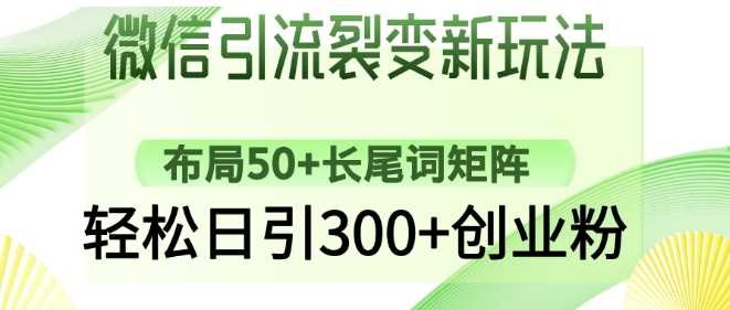 微信引流裂变新玩法：布局50+长尾词矩阵，轻松日引300+创业粉-立业有术