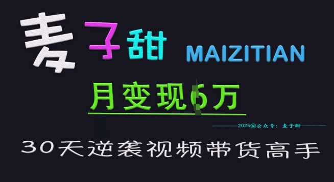 麦子甜30天逆袭视频带货高手，单月变现6W加特训营-立业有术