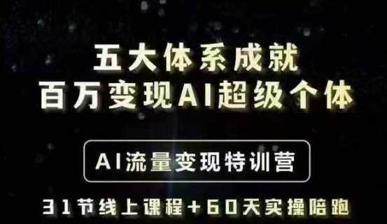 五大体系成就百万变现AI超级个体- AI流量变现特训营，一步一步教你一个人怎么年入百W-立业有术