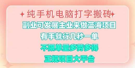 纯手机电脑打字搬砖，有手就行，几秒一单，多劳多得，正规项目大平台【揭秘】-立业有术