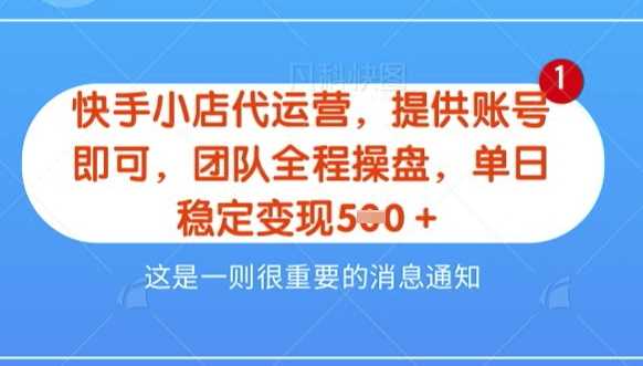 【快手小店代运营3.0】，模式新升级，收益五五分，稳定单日8张【揭秘】-立业有术