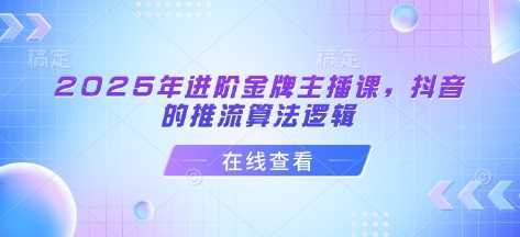 2025年进阶金牌主播课，抖音的推流算法逻辑-立业有术