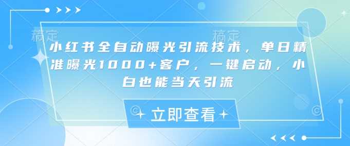 小红书全自动曝光引流技术，单日精准曝光1000+客户，一键启动，小白也能当天引流【揭秘】-立业有术