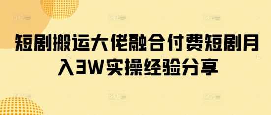 短剧搬运大佬融合付费短剧月入3W实操经验分享-立业有术