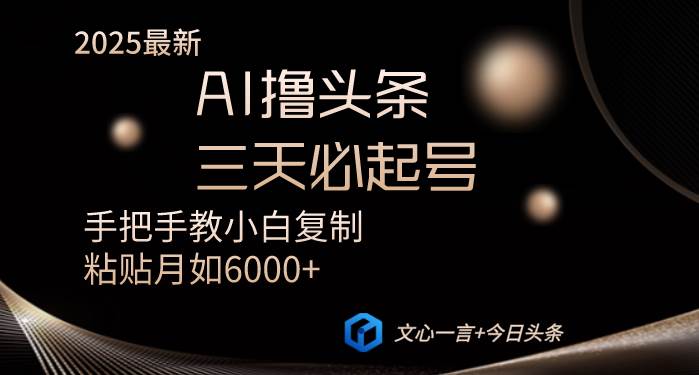 （14102期）AI撸头条三天必起号手把手教小白复制粘贴月入6000+教程-立业有术