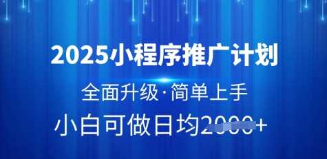 2025小程序推广计划，全面升级，简单上手，日均多张【揭秘】-立业有术